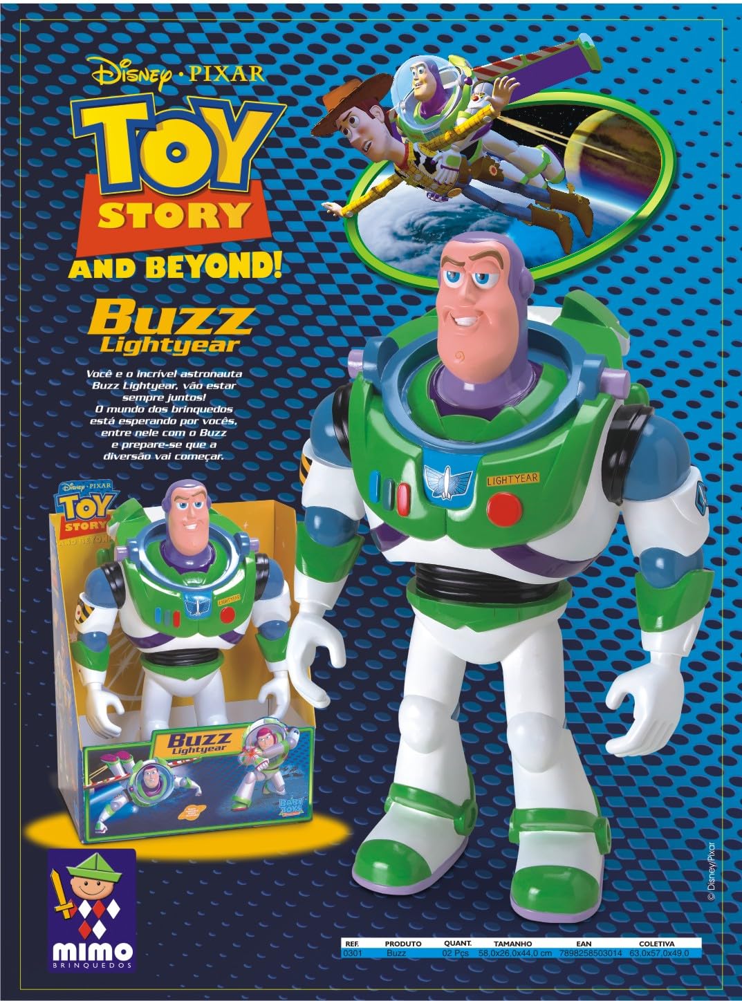アメコミ Disney Pixar Toy Story Buzz Lightyear Boneco Toy Story, Buzz Lightyear Gigante 56 cm, Articulado, Mimo